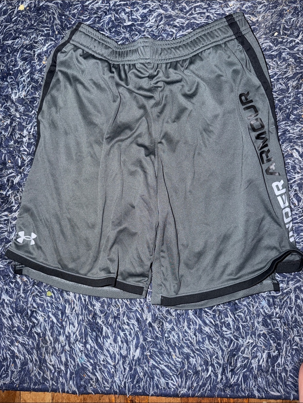 Under Armour Men's Dark Gray Athletic Shorts with Black Accents